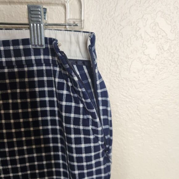 J. Crew Pants Womens 8 Martie Plaid Navy Blue & White Gingham Cropped Career - Picture 4 of 8